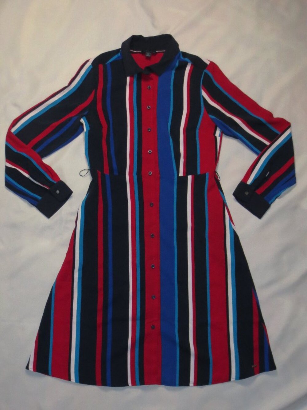 TOMMY HILFIGER womens DRESS red MIDI white STRIPED blue 4th of JULY SIZE S